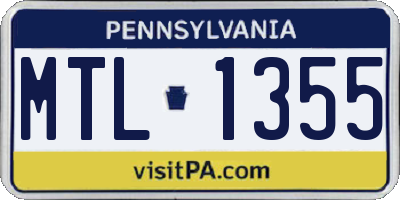 PA license plate MTL1355