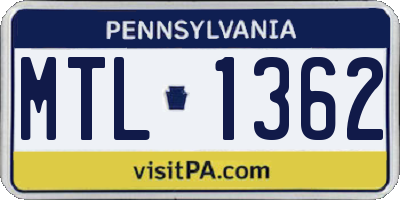 PA license plate MTL1362