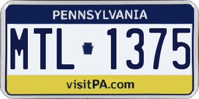 PA license plate MTL1375