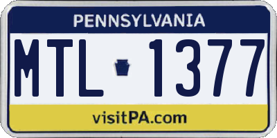 PA license plate MTL1377
