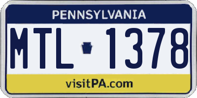 PA license plate MTL1378