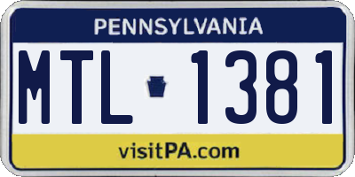 PA license plate MTL1381