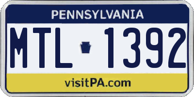 PA license plate MTL1392