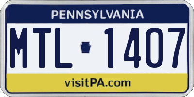 PA license plate MTL1407