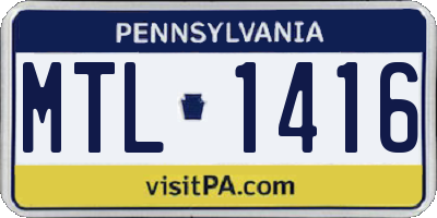 PA license plate MTL1416