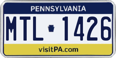 PA license plate MTL1426