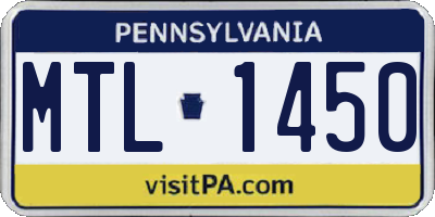 PA license plate MTL1450