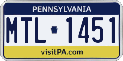 PA license plate MTL1451