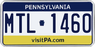 PA license plate MTL1460