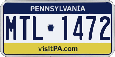 PA license plate MTL1472