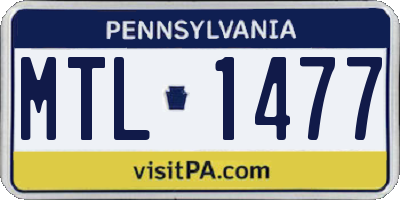 PA license plate MTL1477
