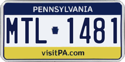 PA license plate MTL1481