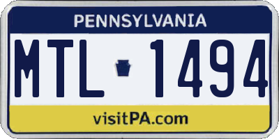 PA license plate MTL1494