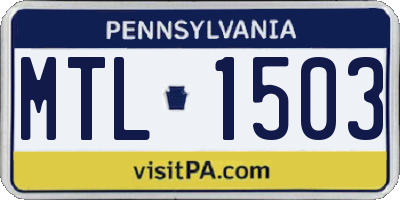 PA license plate MTL1503