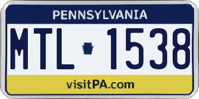 PA license plate MTL1538