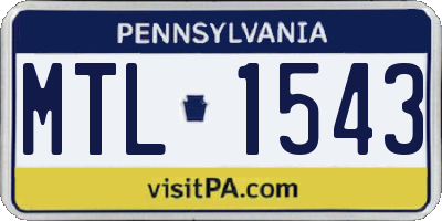 PA license plate MTL1543