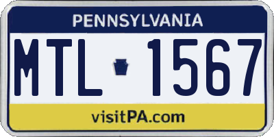 PA license plate MTL1567