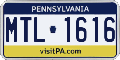 PA license plate MTL1616