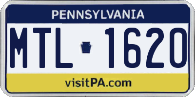 PA license plate MTL1620