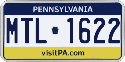 PA license plate MTL1622