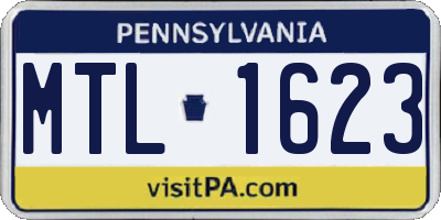 PA license plate MTL1623