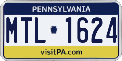 PA license plate MTL1624