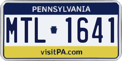 PA license plate MTL1641