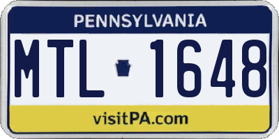 PA license plate MTL1648