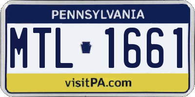 PA license plate MTL1661