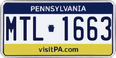 PA license plate MTL1663