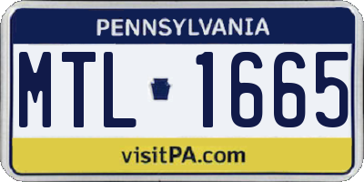 PA license plate MTL1665
