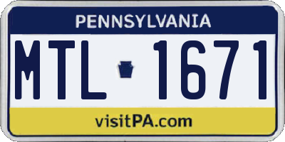 PA license plate MTL1671