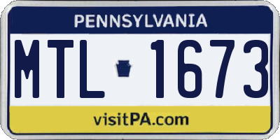 PA license plate MTL1673