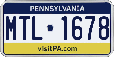 PA license plate MTL1678