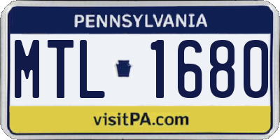 PA license plate MTL1680