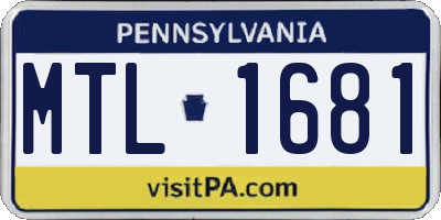 PA license plate MTL1681