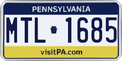 PA license plate MTL1685