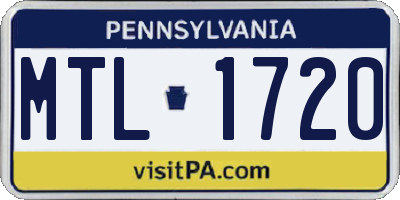 PA license plate MTL1720