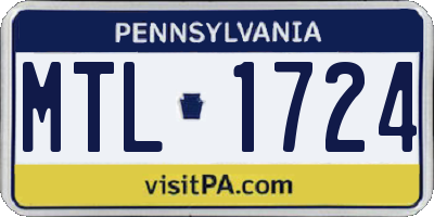 PA license plate MTL1724