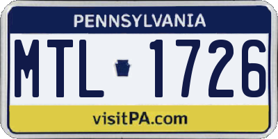PA license plate MTL1726