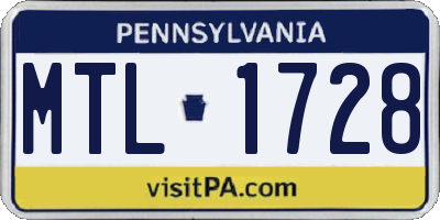 PA license plate MTL1728