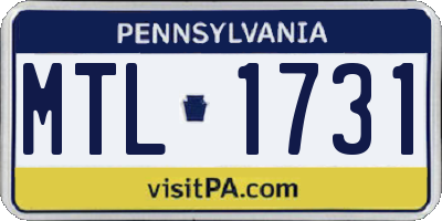 PA license plate MTL1731