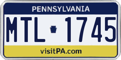 PA license plate MTL1745
