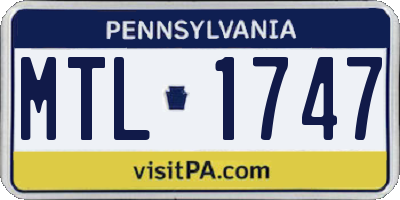 PA license plate MTL1747