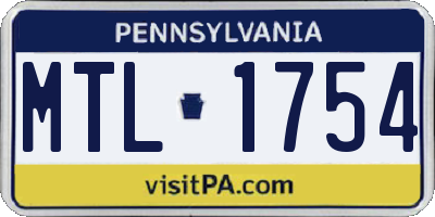PA license plate MTL1754