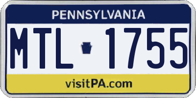 PA license plate MTL1755