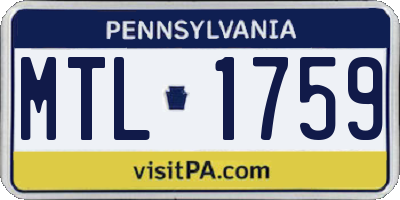 PA license plate MTL1759