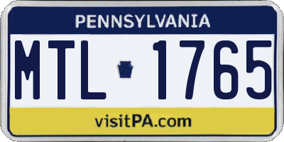 PA license plate MTL1765
