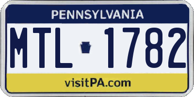 PA license plate MTL1782