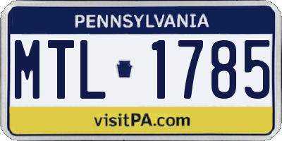 PA license plate MTL1785